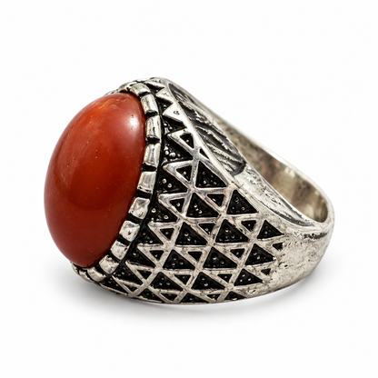 Brick Red Lattice Ring