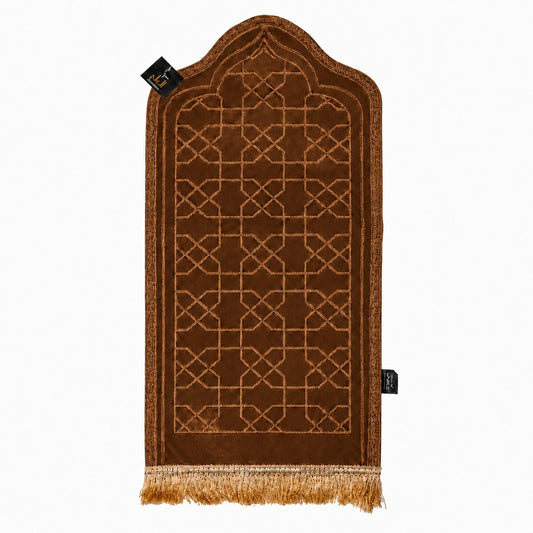 Children's Brown Mihrab Velvet Rug (Width: 35 cm, Length: 67 cm)