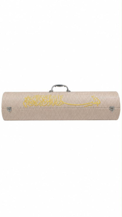 Turkish Furr and Leather Beige Prayer Mat With Leather Case