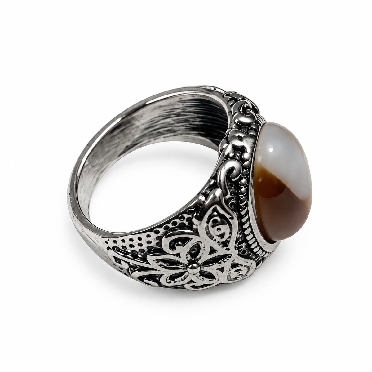 Milky Gray Steel Ring