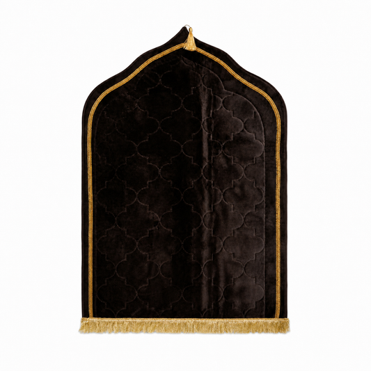 Brown Velvet Prayer Mihrab Rug : ( 110 cm length : 70cm width )