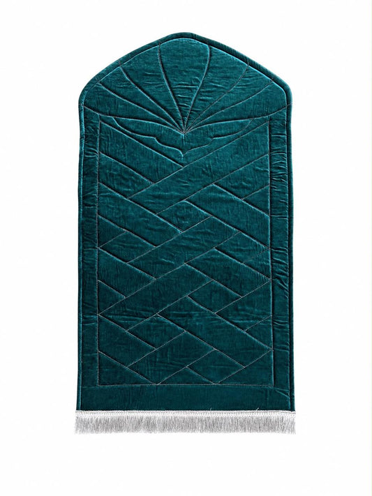 Turkish Green Turquoise Velvet Prayer Mat