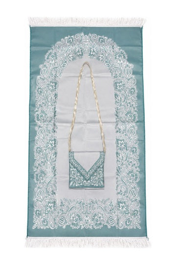 Satin Turkish Blue-Green shade Prayer Mat